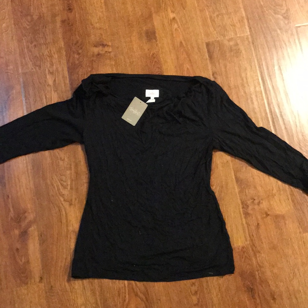 Ruffle Sleeved Black Anthropologie Shirt
